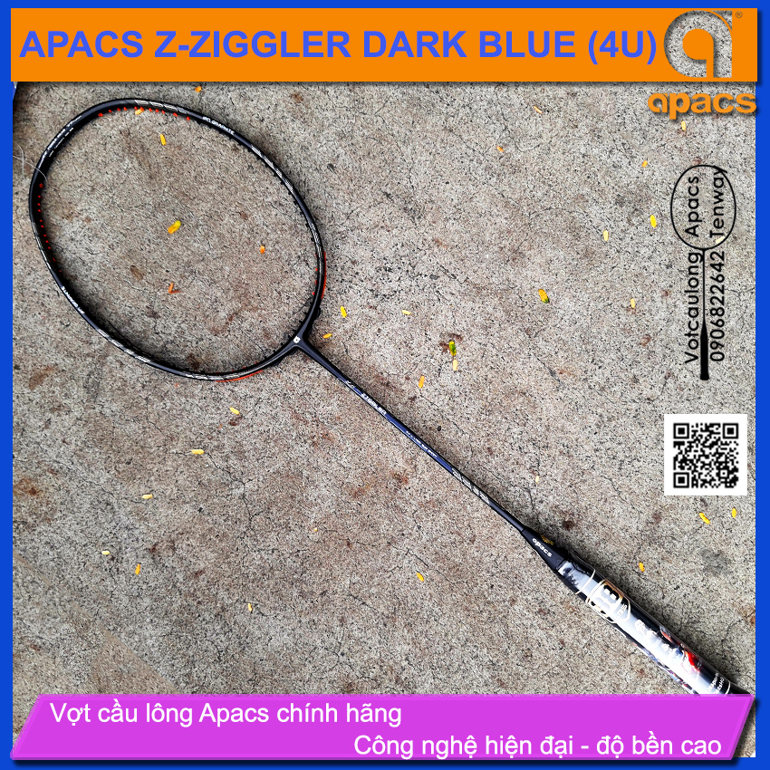 [HCM][Vợt cầu lông Apacs Ziggler Z-Ziggler 6.4mm Dark Blue - 4U] Vợt thân đũa 6.4mm linh hoạt phản công