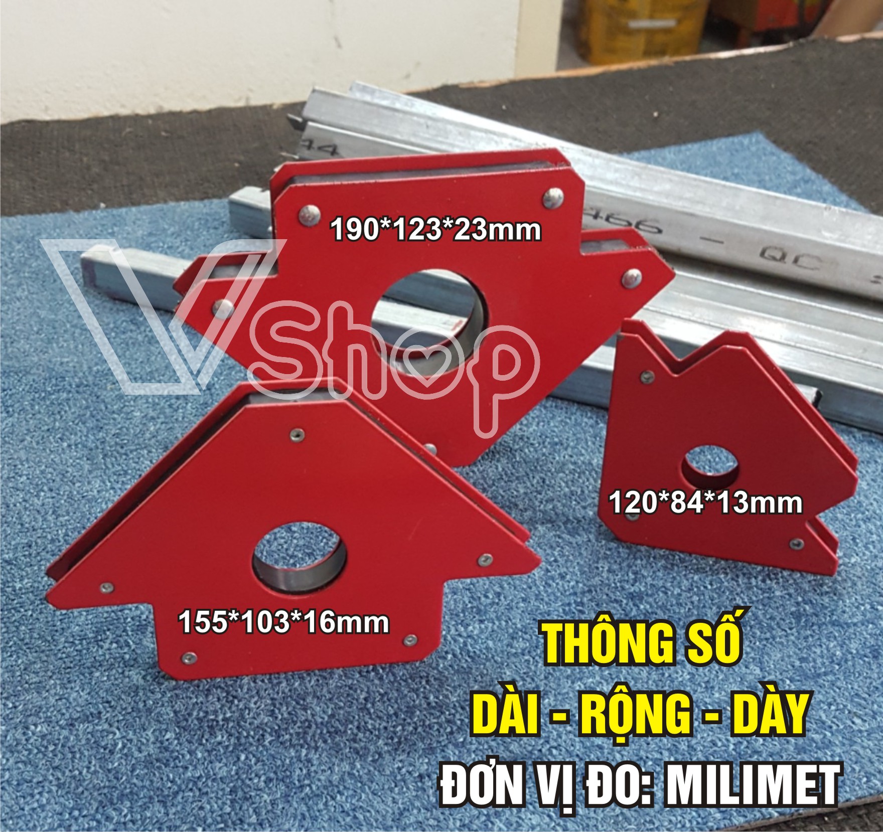Nam châm định vị, hàn khung sắt loại trung 155mm