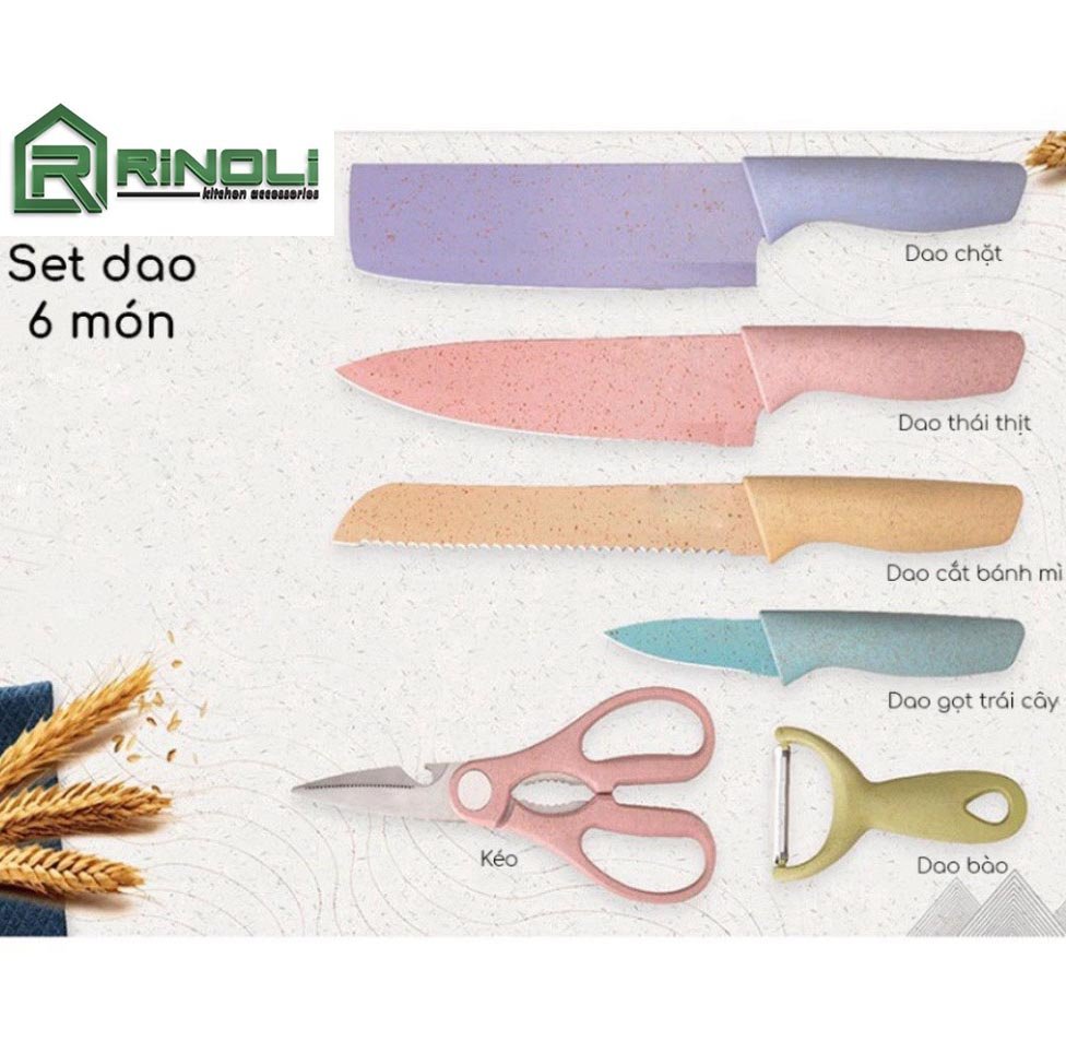 BỘ DAO LÚA MẠCH KHÁNG KHUẨN 6 MÓN CAO CẤP - RINOLI