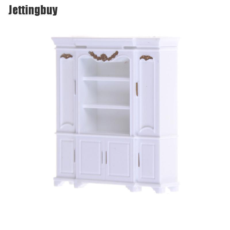 Jettingbuy Dollhouse Miniature Furniture Decor Cabinet Shelves Bookcase Golden Pattern