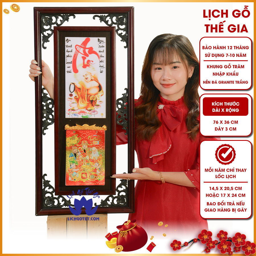 [HCM]Lịch Gỗ Thư Pháp Đá Di Lặc An Lạc
