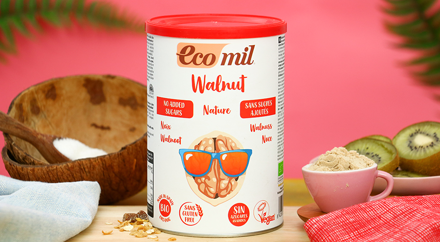[Hoàn Tiền 15%][HCM]Bột quả óc chó hữu cơ 400g Ecomil Walnut Instant Shake Drink