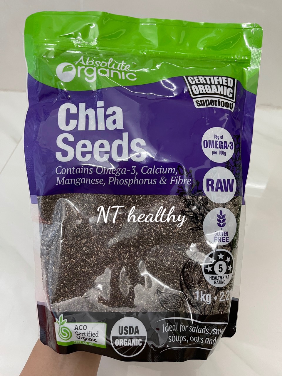 [HCM]100g Hạt Chia Seed Organic (túi tím triết lẻ)-Thực Phẩm Sạch-NT Healthy Store