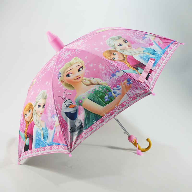 Ô dù đi nắng che mưa cho bé gái hình công chúa màu xanh và hồng dễ thương - Ô dù trẻ em cao cấp 2 lớp