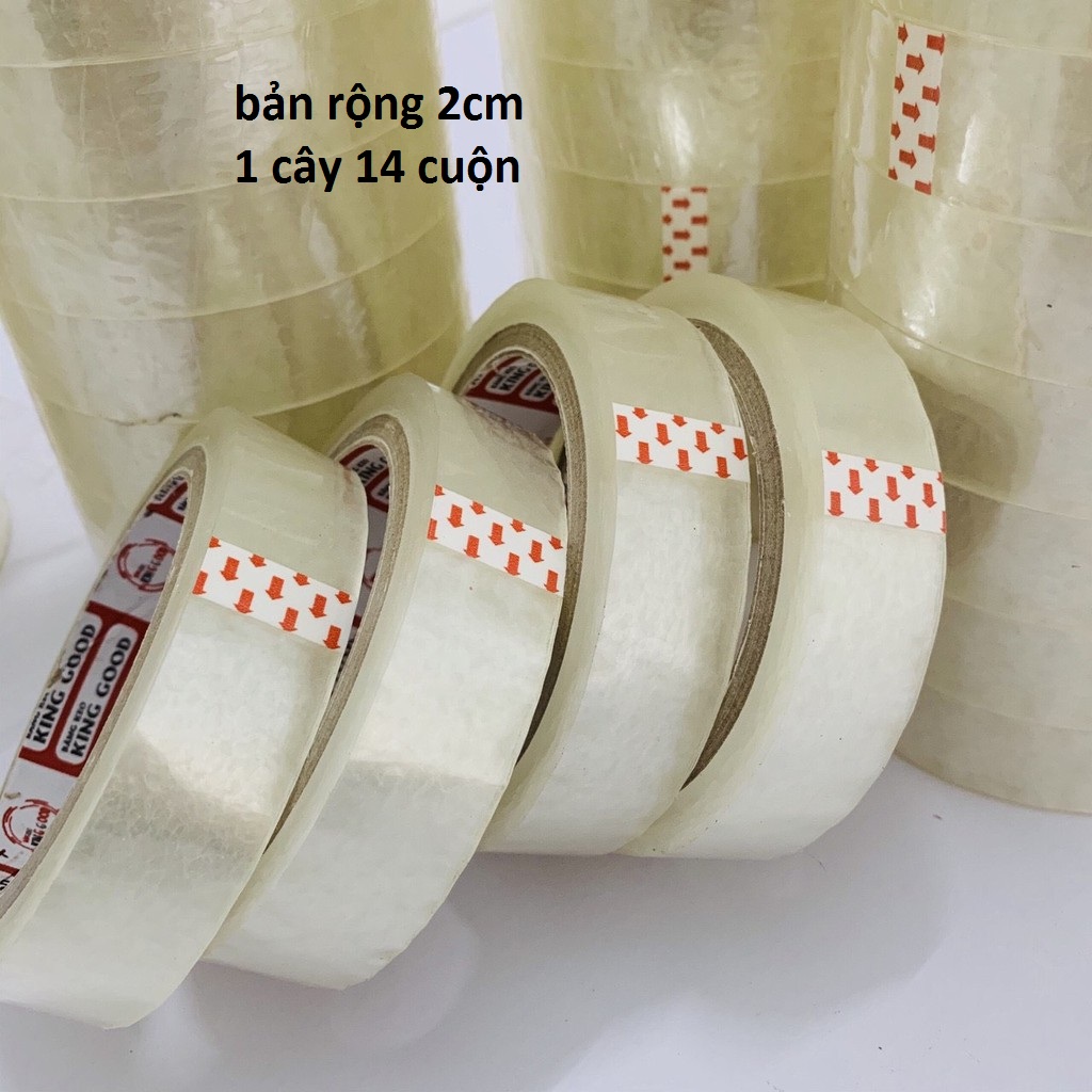 Cây 6 cuộn băng keo trong trong OPP bản nhỏ 1,2cm và 2cm,1 cây nặng 1KG,,đóng gói cực tiết kiệm