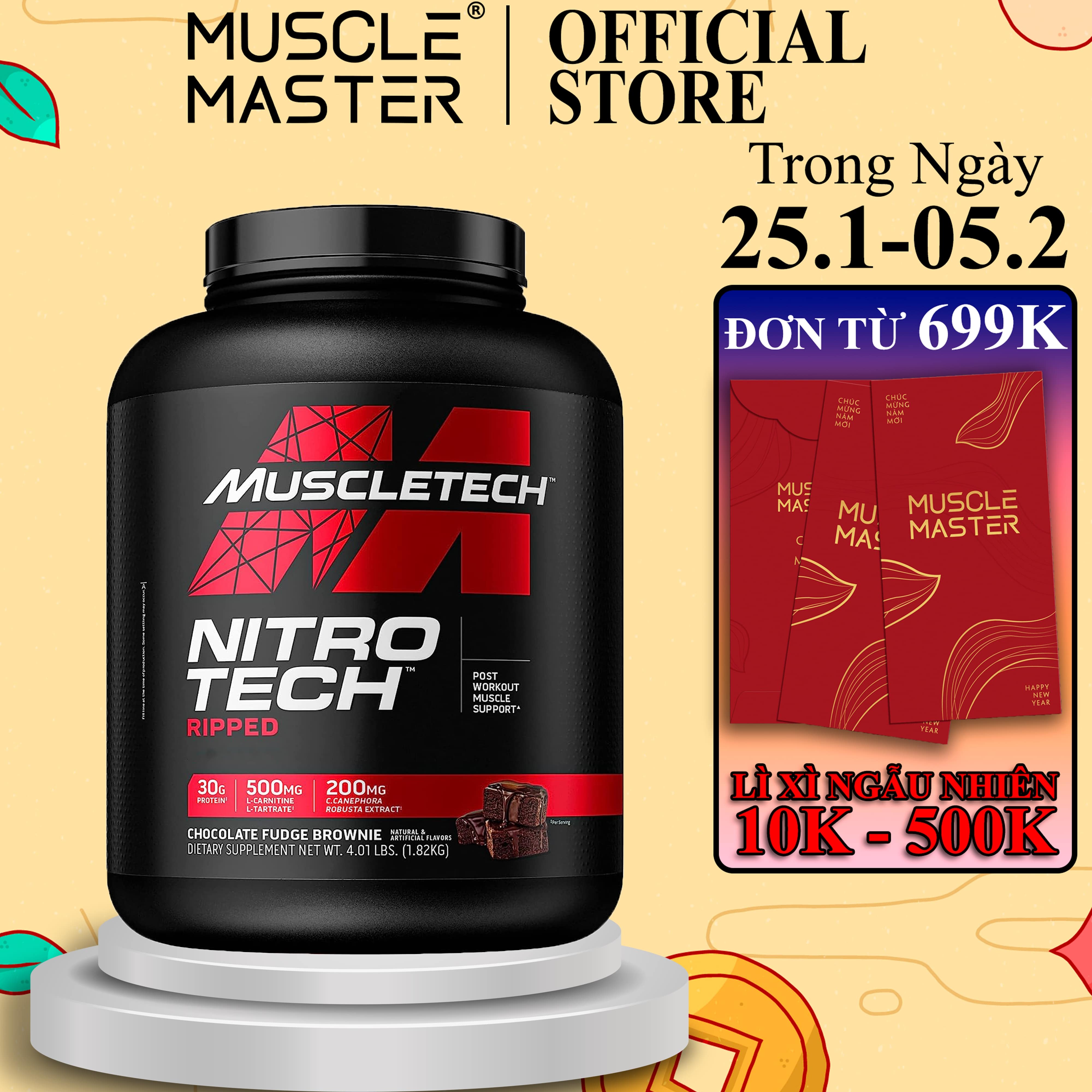 Whey Tăng Cơ và Giảm Mỡ MuscleTech Nitro Tech Ripped 4lbs