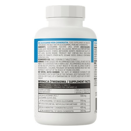 OSTROVIT GLUCOSAMINE + MSM + CHONDROITIN - HỖ TRỢ XƯƠNG KHỚP HÀM LƯỢNG CAO 3 TRONG 1 (90 VIÊN)