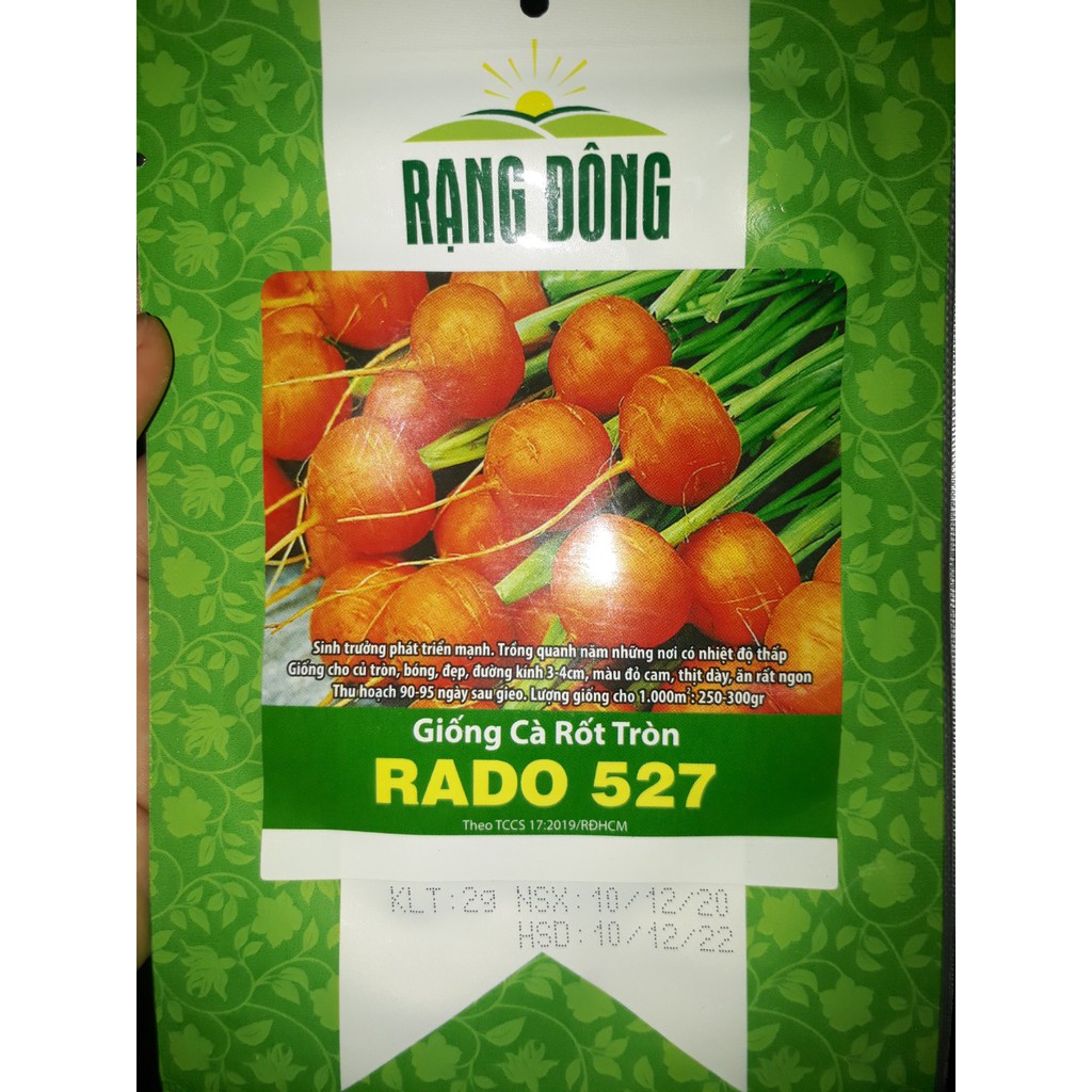 [Seeds] Hạt giống Cà rốt củ tròn RD527, đóng gói 2gr (khoảng 1000 hạt)