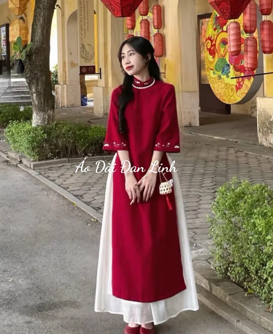 Sẵn hàng Tết 2024 áo dài cách tân thêu siêu hot chất liệu nhung tăm – Áo Dài Đan Linh