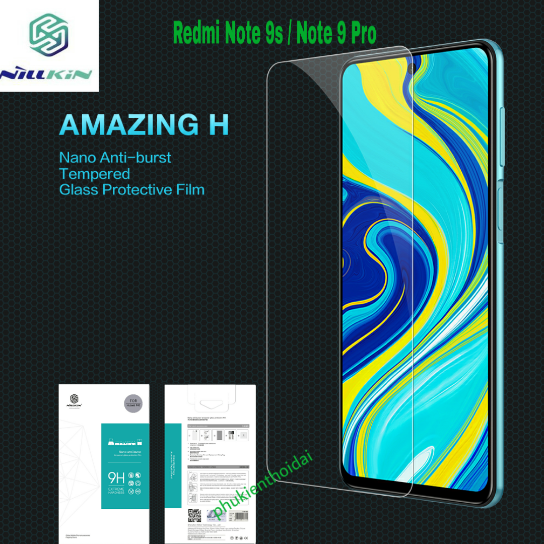 Cường lực Xiaomi Redmi Note 9s / Note 9 Pro hiệu Nillkin 9H trong suốt trơn mượt tặng keo mép