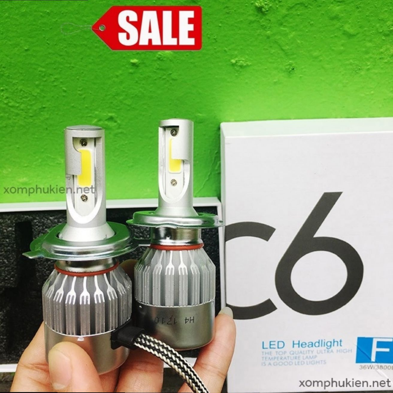 1 đèn pha led xe máy ôtô c6 h4 siêu sáng