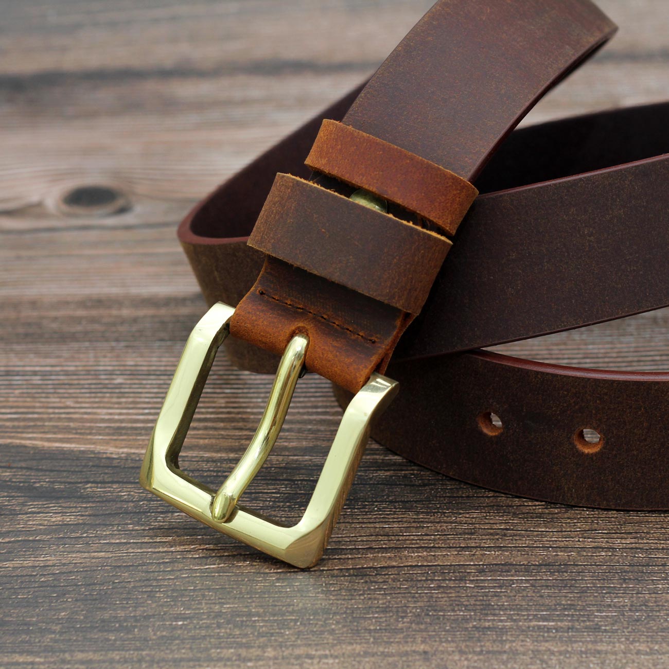 Thắt lưng da bò sáp khóa đồng AT Leather S4K-03
