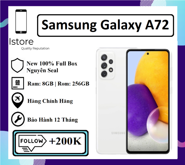 [HCM][Trả góp 0%]Điện Thoại Samsung Galaxy A72 - 8GB/256GB - Hàng Chính Hãng