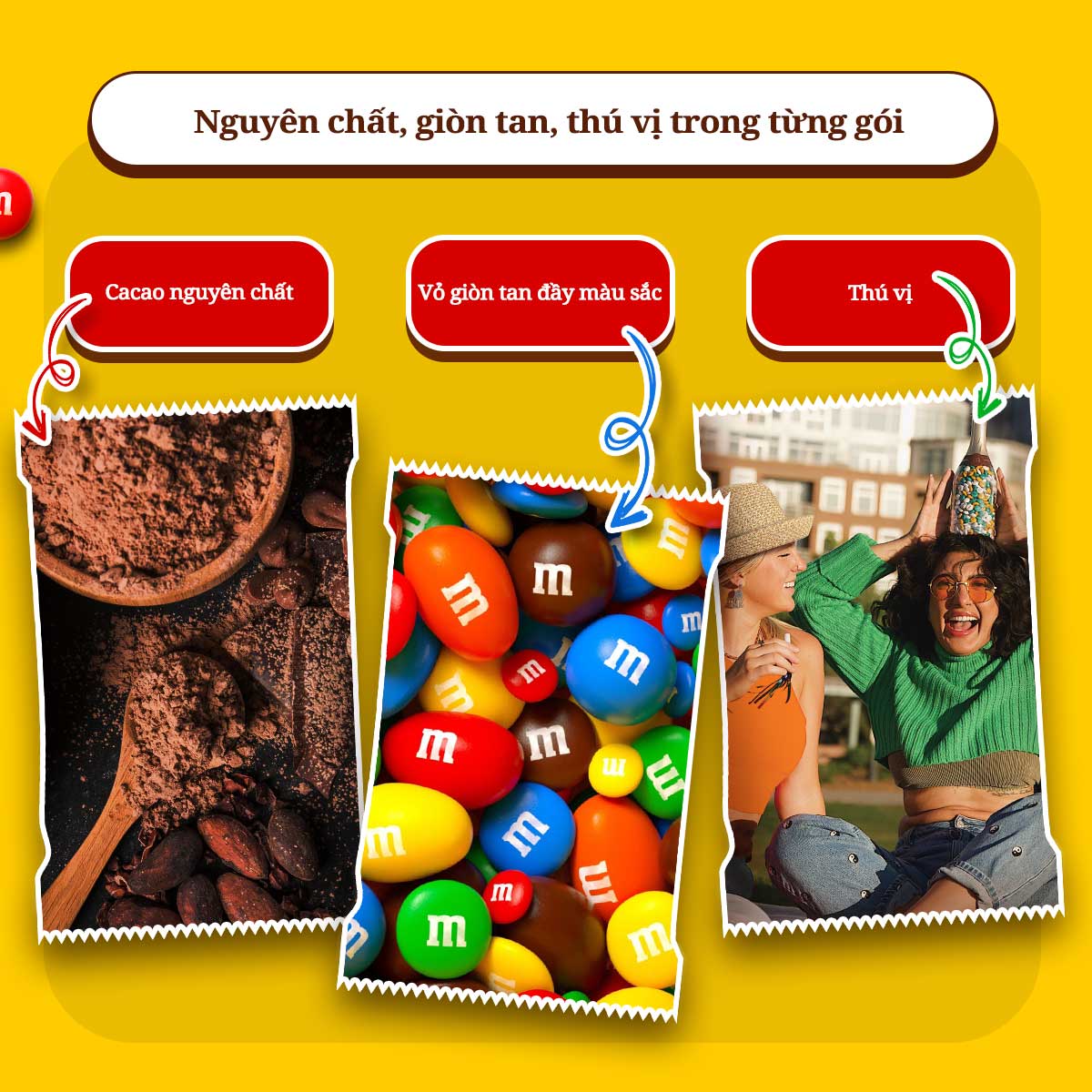 Combo 3 gói Kẹo Sô Cô La Đậu Phộng M&M'S 37g