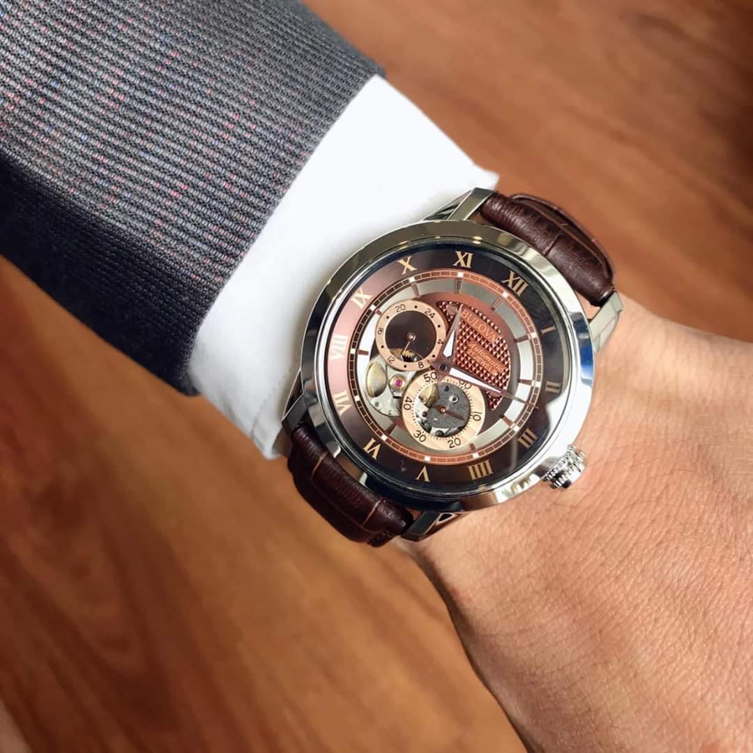 [HCM]Đồng hồ nam dây da BULOVA 96A119 AUTOMATIC CAO CẤP