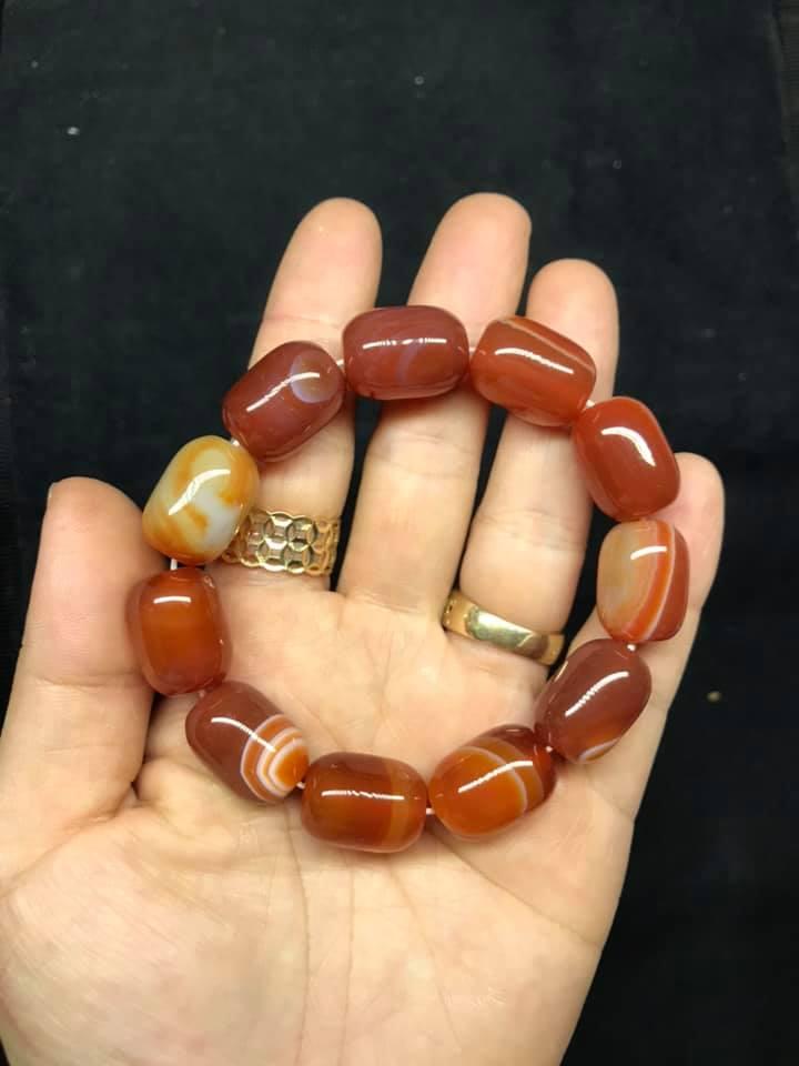 [HCM]VÒNG TAY LU THỐNG ĐÁ MÃ NÃO VÂN MÂY size 12ly