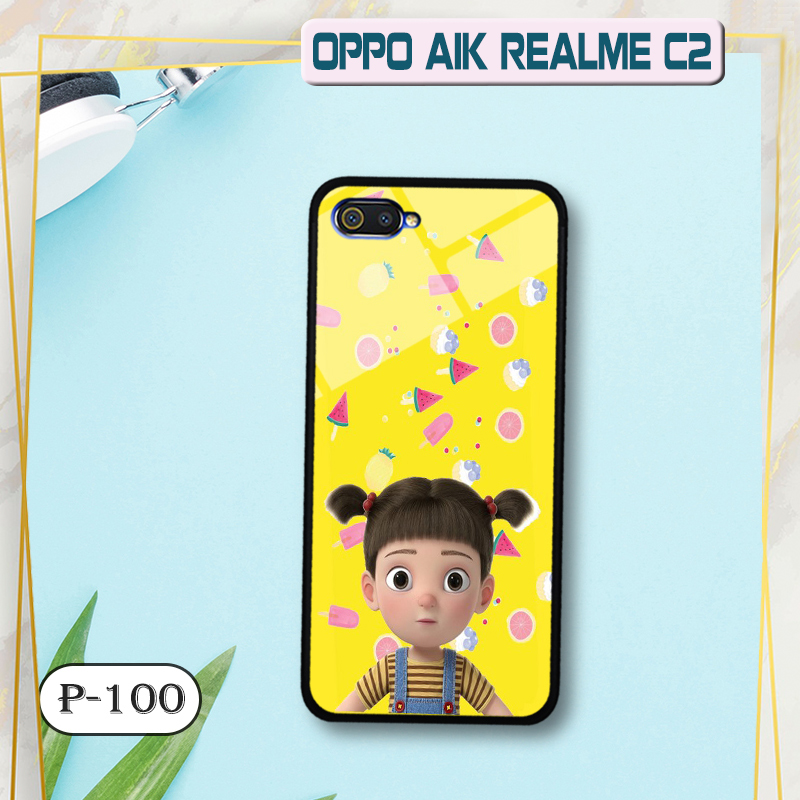 Ốp kính 3D cute REALME C2