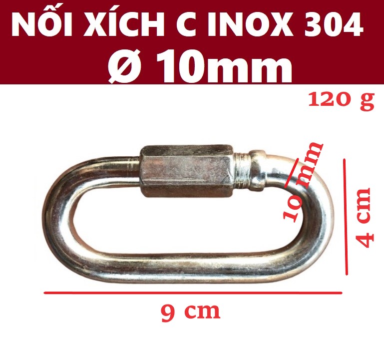 Móc nối xích, khóa xích inox 4 5 6 8 10 12
