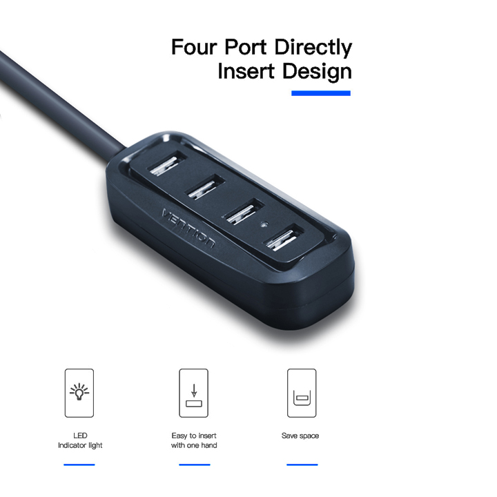 USB Hub - Bộ chia 4 cổng USB 2.0  VENTION dài 0.5M/1M