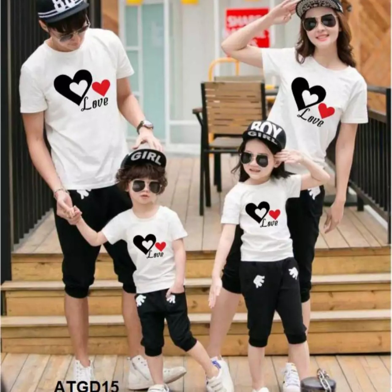[HCM]áo thun gia đình áo thun nam nữ in hình TRÁI TIM ĐEN ĐỎ  giá 1 áo có size từ 14-80kg