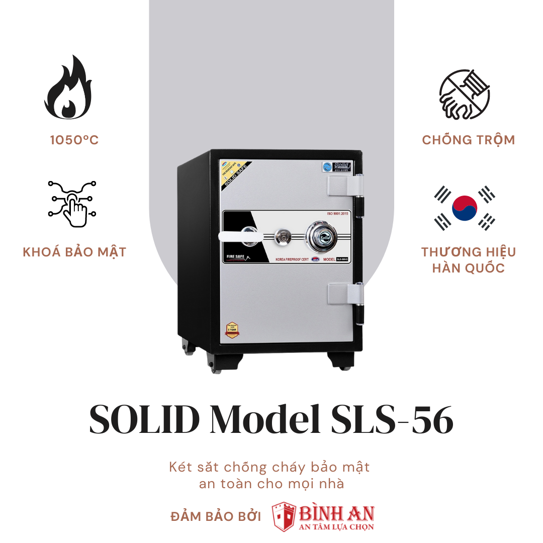Két Sắt Hàn Quốc Solid SLS-56 (90kg) Chống Cháy 1000 độ C