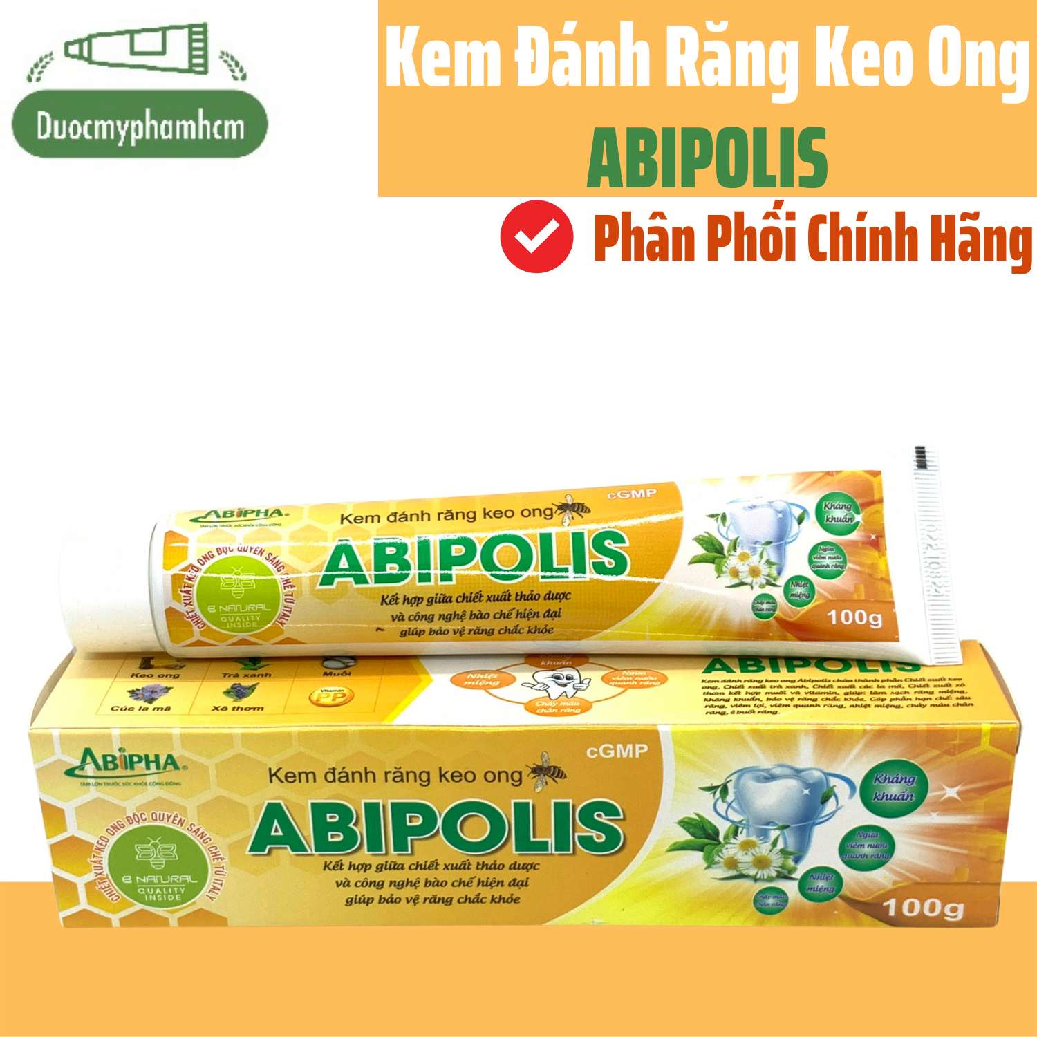 Kem đánh răng keo ong dược liệu abipolis 100gr