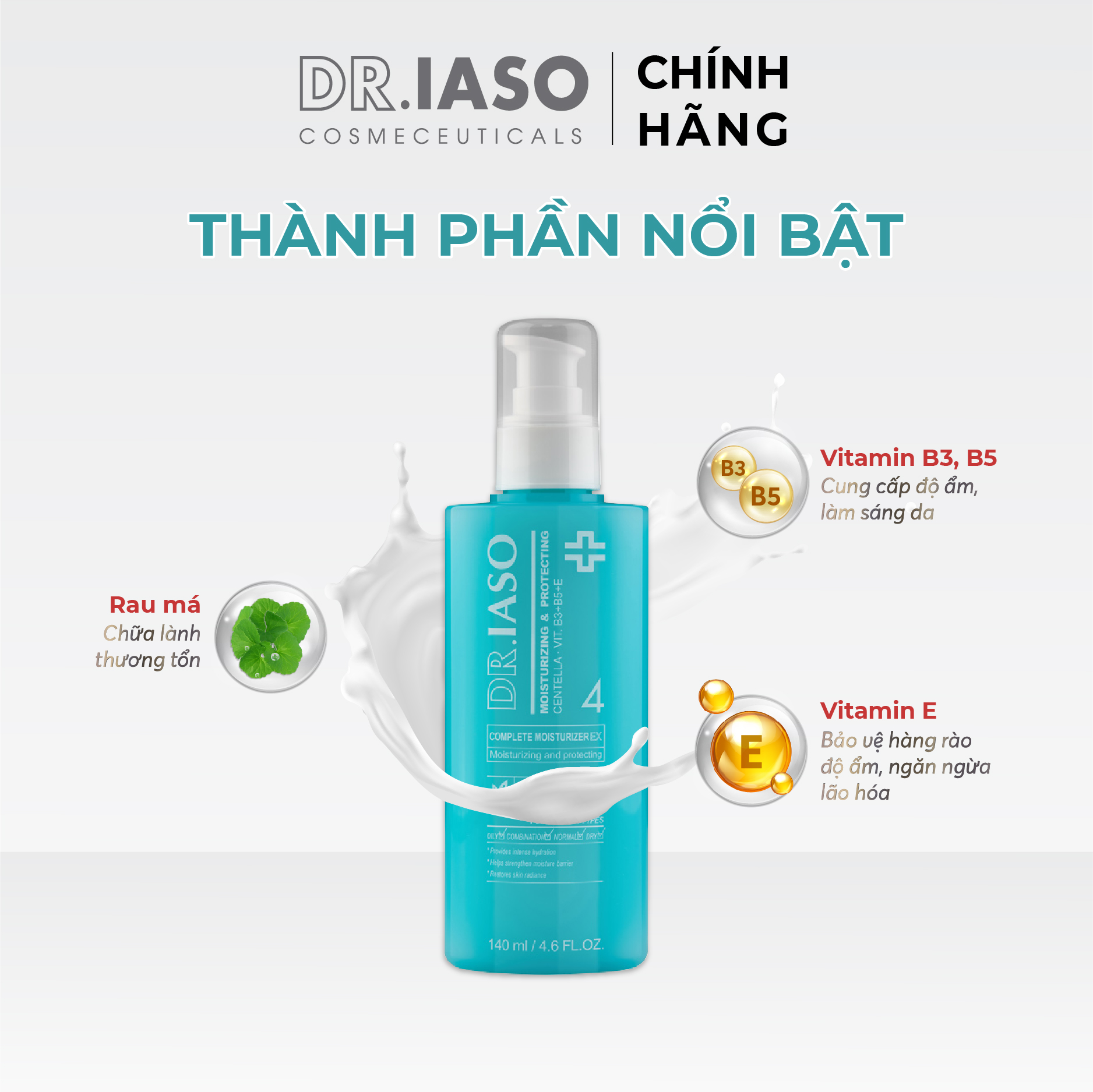 D37 Sữa dưỡng ẩm sáng da - Complete Moisturizer 140ml - Dr IASO