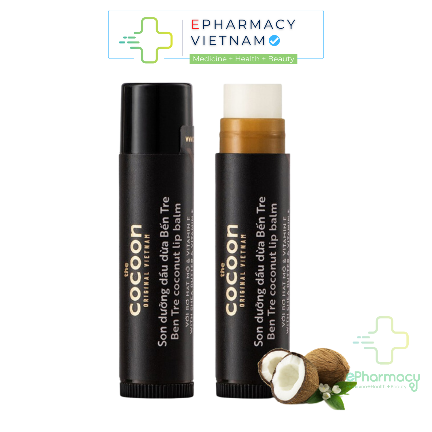 Son dưỡng COCOON dầu dừa Bến Tre chống thâm môi & khô môi - COCOON Ben Tre Coconut Lip Balm 5G