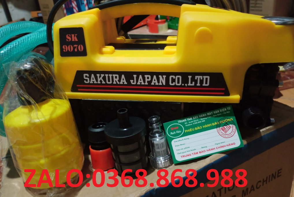 Máy rửa xe sakura-2500W-lõi đồng-tặng bình tạo bọt