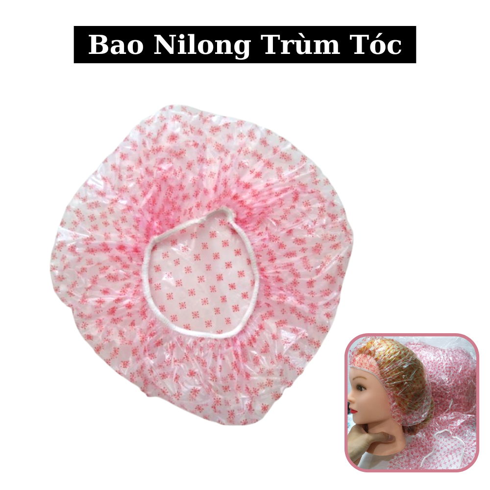 Mũ trùm đầu nilong tiện lợi - - bao trùm nilong tắm , ủ, hấp, uốn , ép , nhuộm tóc