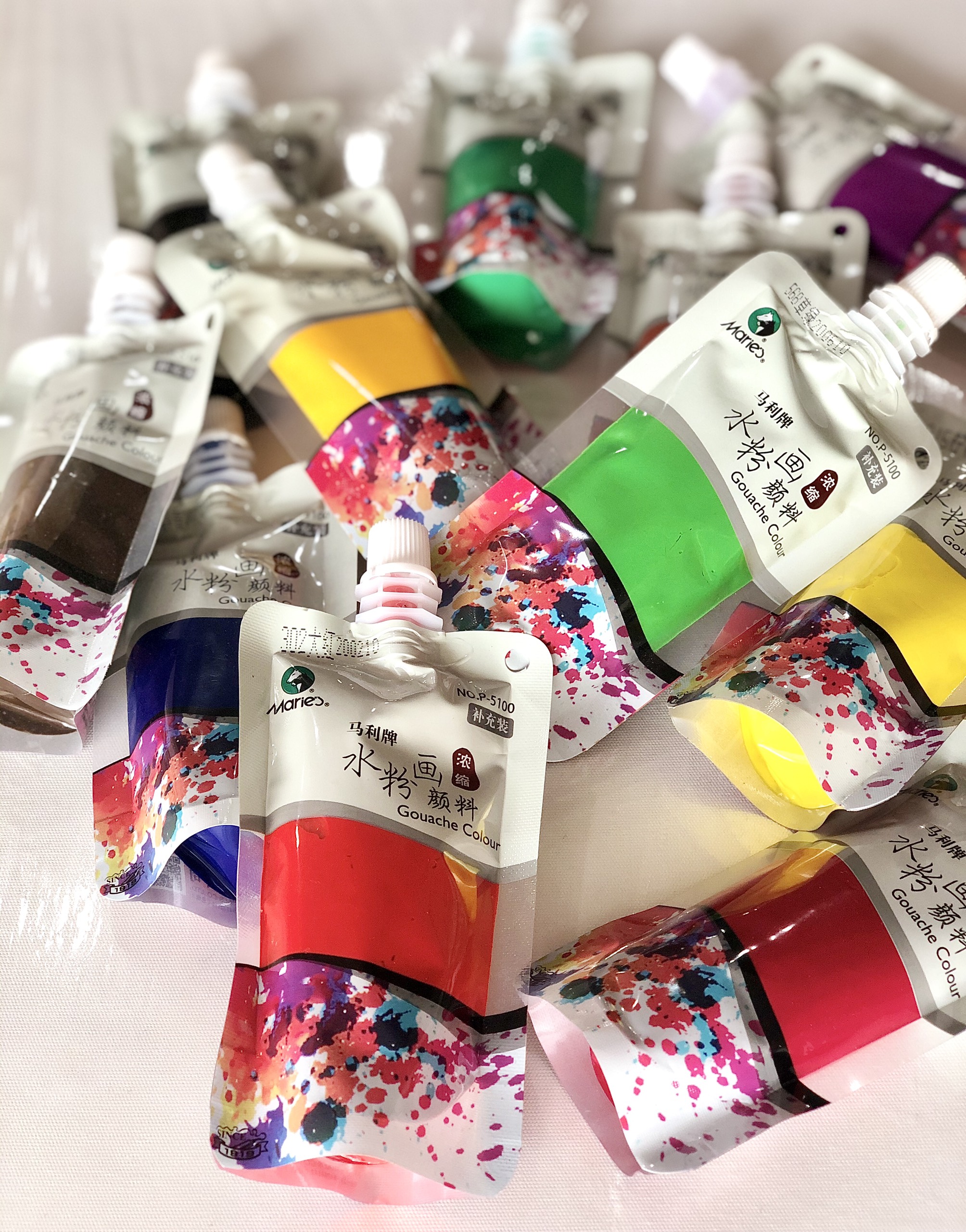 Màu Gouache, goat, wat, màu bột túi 100ml refill Maries