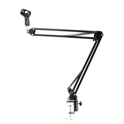 Extendable Recording Microphone Holder Suspension Boom Scissor Arm Stand Holder with Mic Clip Table Mounting Clamp