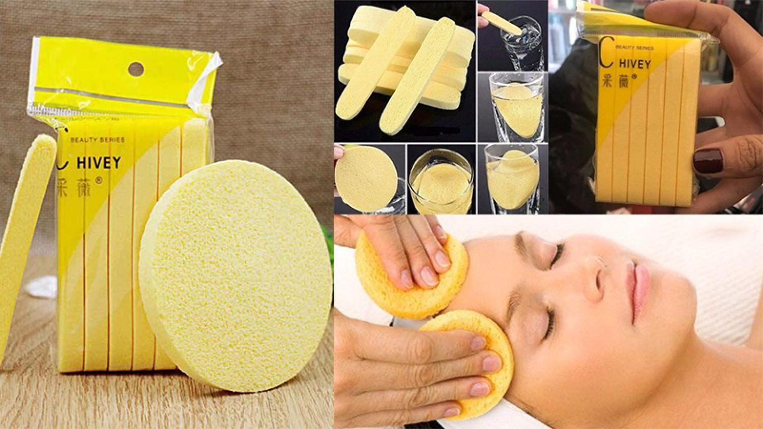 Bông bọt biển rửa mặt Chivey Nhật Bản bịch 12 miếng