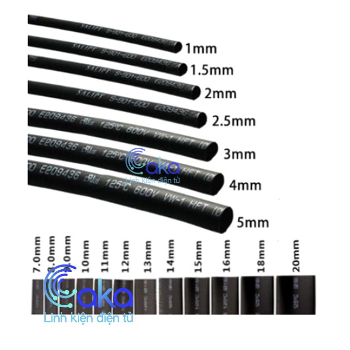 Combo ống gen co nhiệt 1 2 3 4 5 6 8 10 dài 1 mét