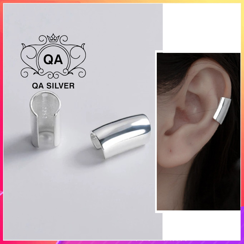 Khuyên tai bạc 925 kẹp vành bản to dày bông nam nữ unisex S925 EARCUFF QA SILVER Earrings EA211102