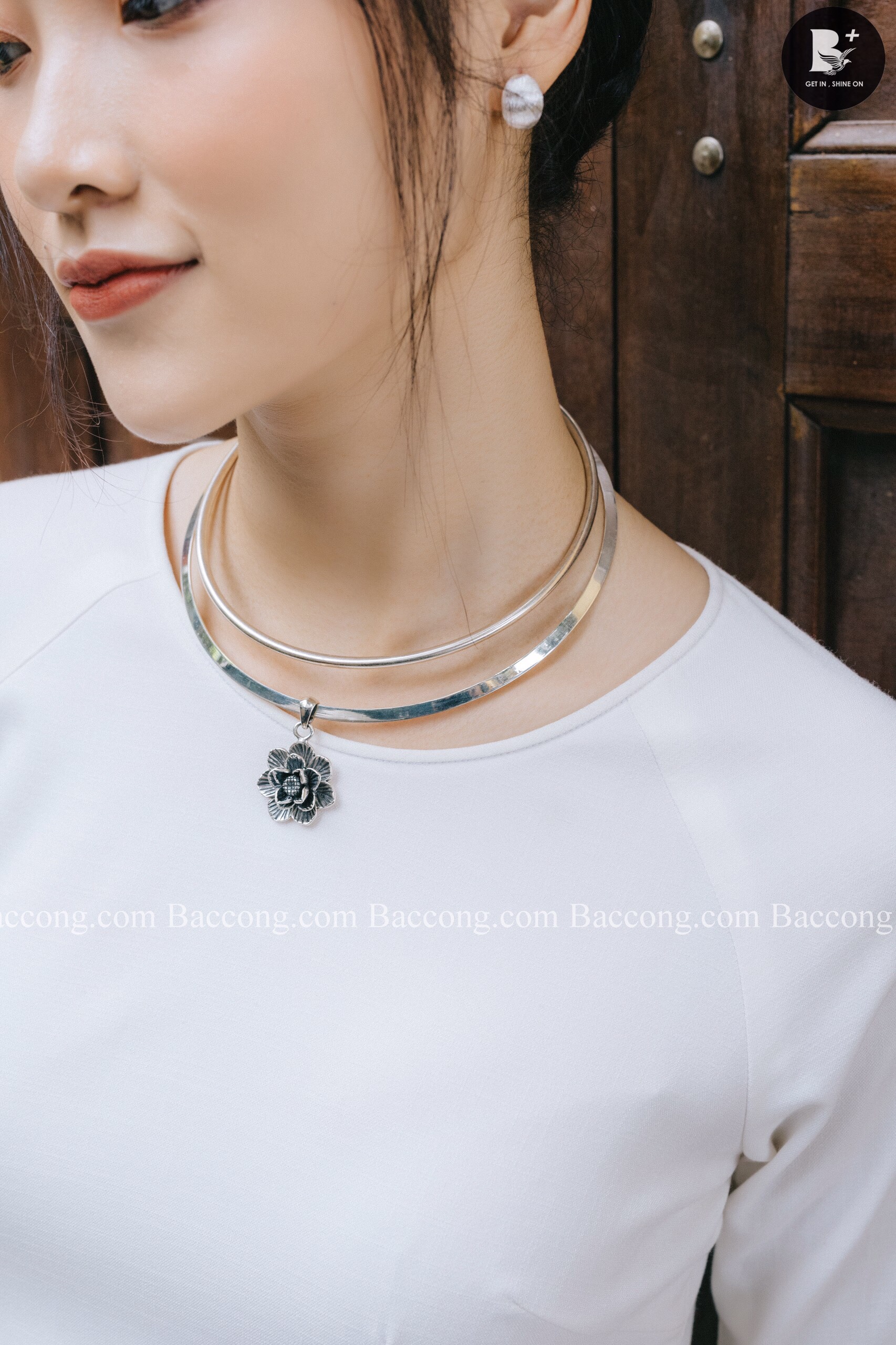 Kiềng dẹt trơn bạc nguyên chất