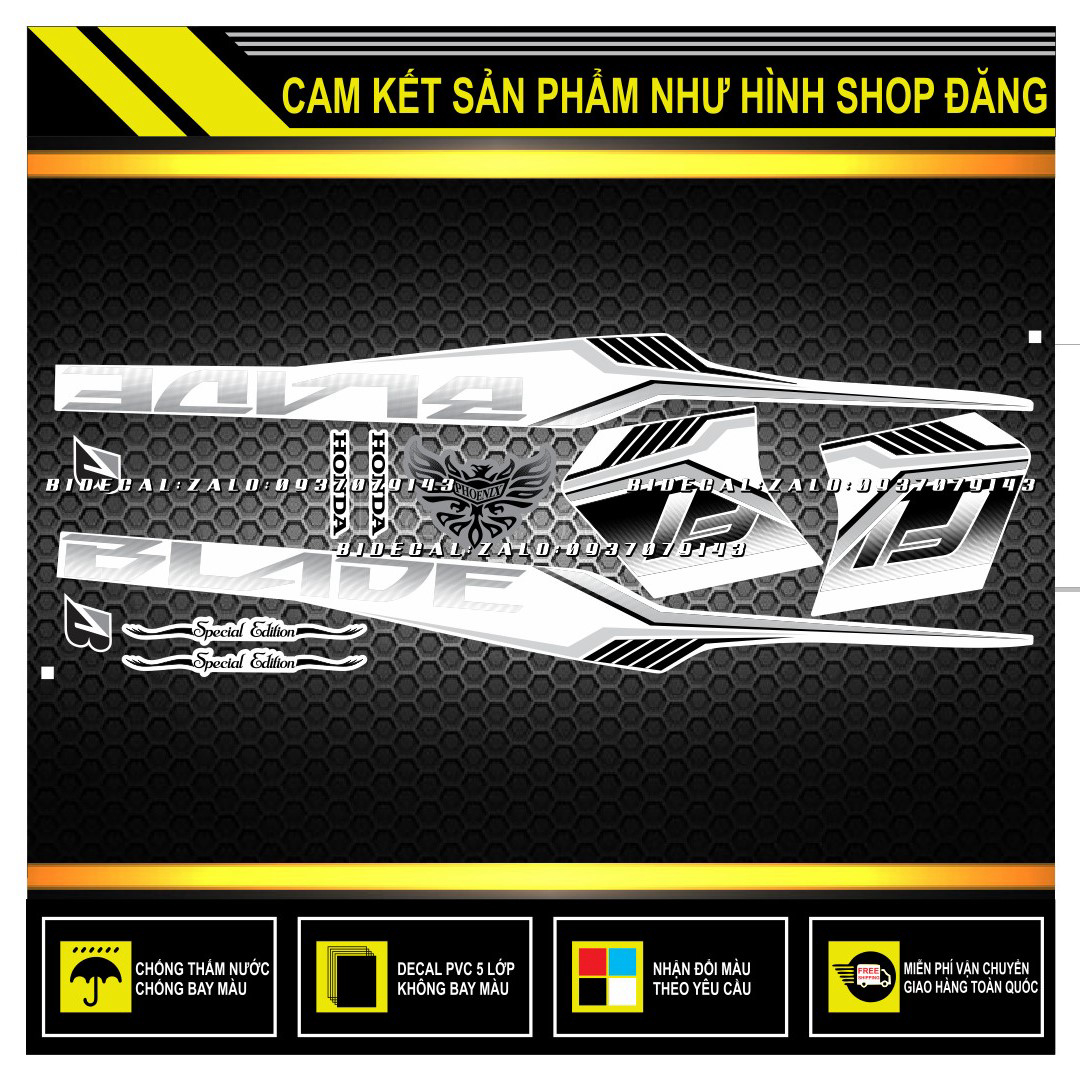 TEM RỜI AIRBLADE MẪU HÃNG ĐỜI 2015 TRẮNG ĐEN XÁM