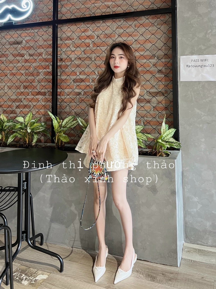 Sét Bộ Nữ Thời Trang Mặc Đi Chơi, Sét Bộ Voan Hoa Áo Cổ Yếm Xoè Mix Quần Đùi Dễ Thương