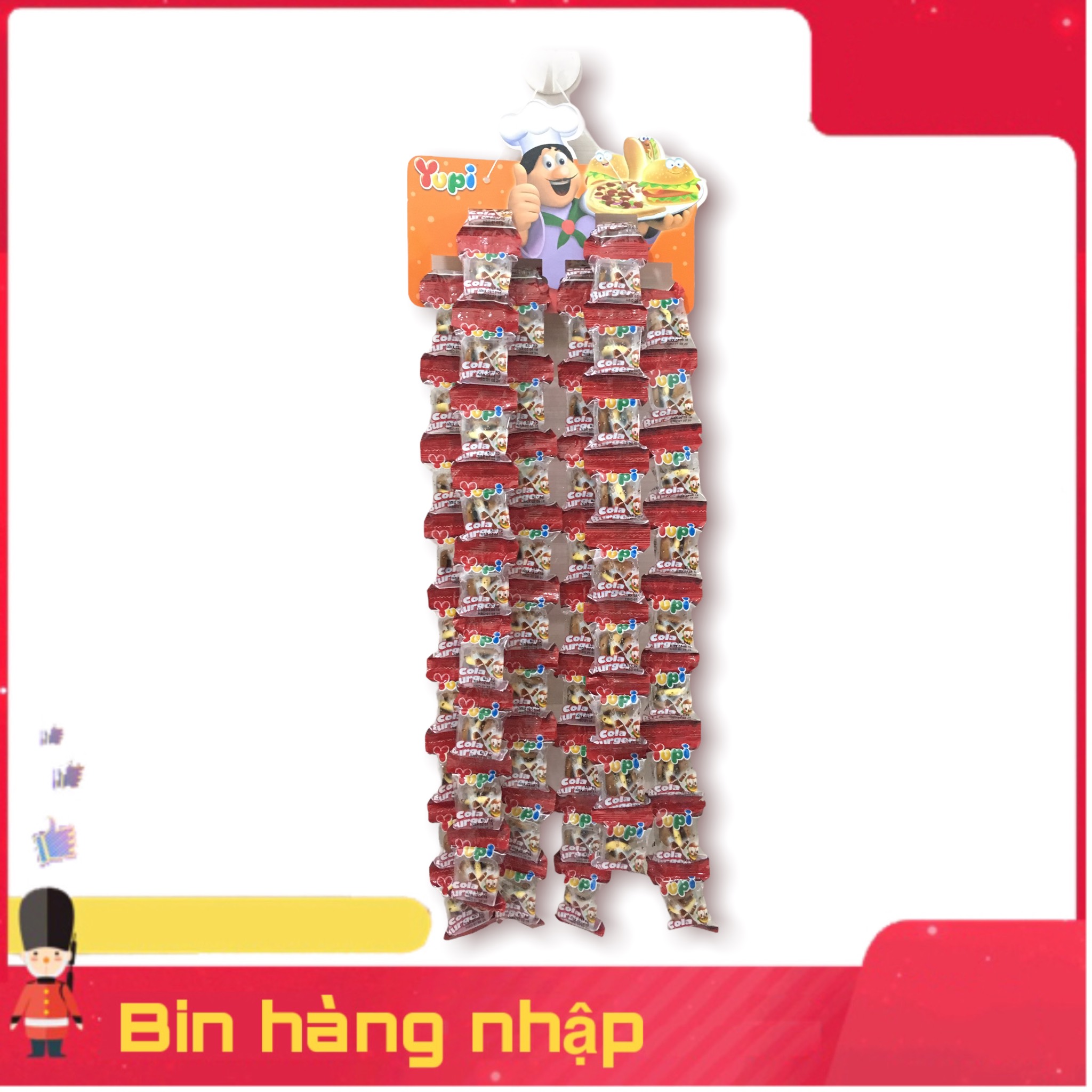 50 GÓI KẸO DẺO YUPI HAMBURGER COLA VỈ TREO