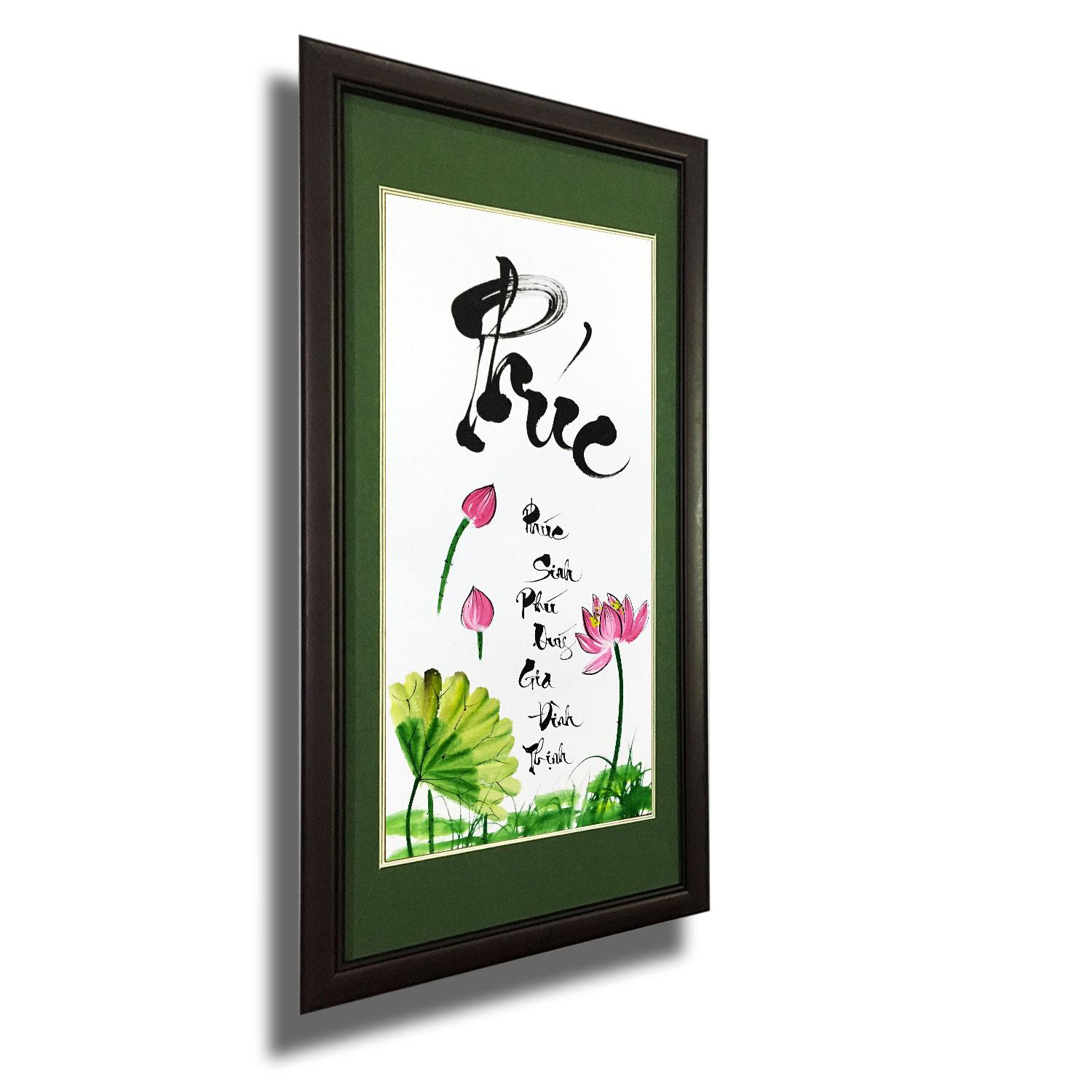 Tranh thư pháp - Chữ Phúc 01 - Tranh Minh Hiền (Viết và Vẽ 100% - không sử dụng in ấn)