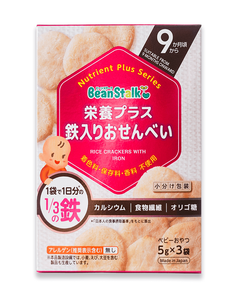 Bánh Gạo Bổ Sung Sắt Beanstalk Cho Trẻ Từ 9 Tháng Tuổi Hộp 3 gói x 5 g