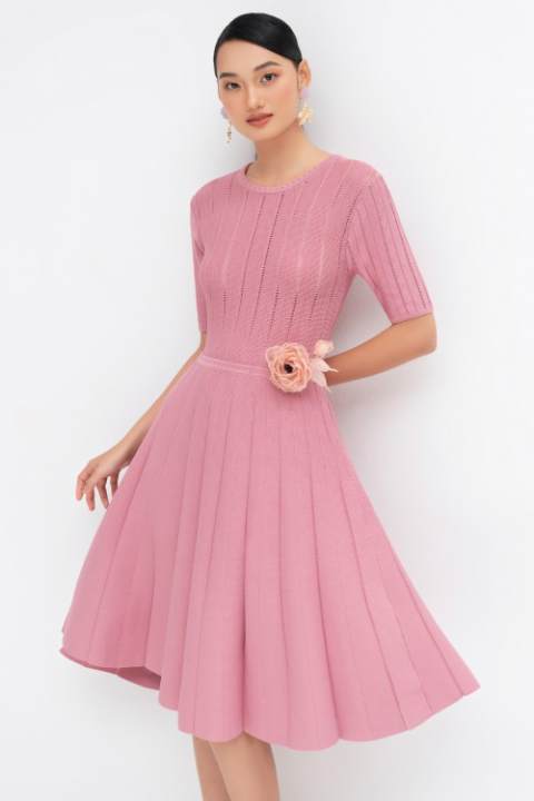 Đầm len cổ tròn phối eo màu SIXDO – SIXDO >>> top1shop >>> lazada.vn