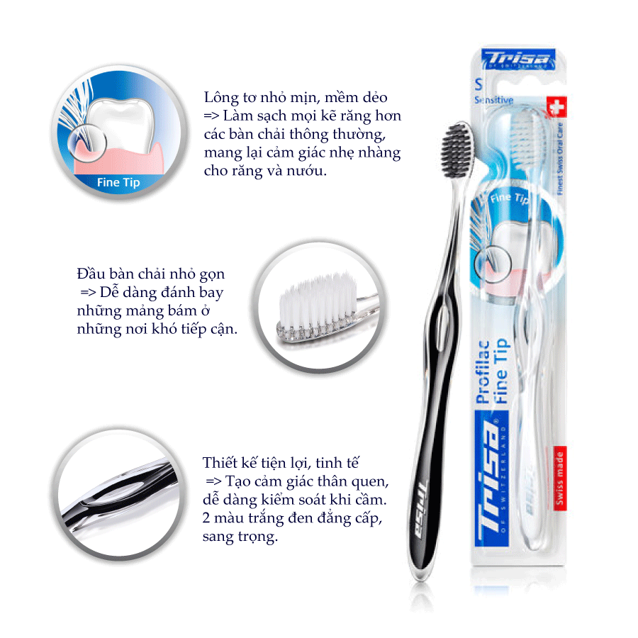 Bàn Chải Đánh Răng Trisa Profilac Fine Tip ( Lông Tơ )