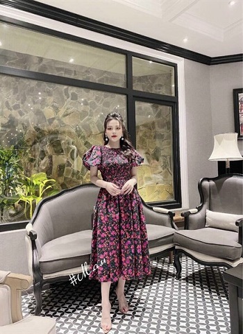 [HCM]ĐẦM MAXI VOAN HOA TAY PHỒNG CỰC XINH
