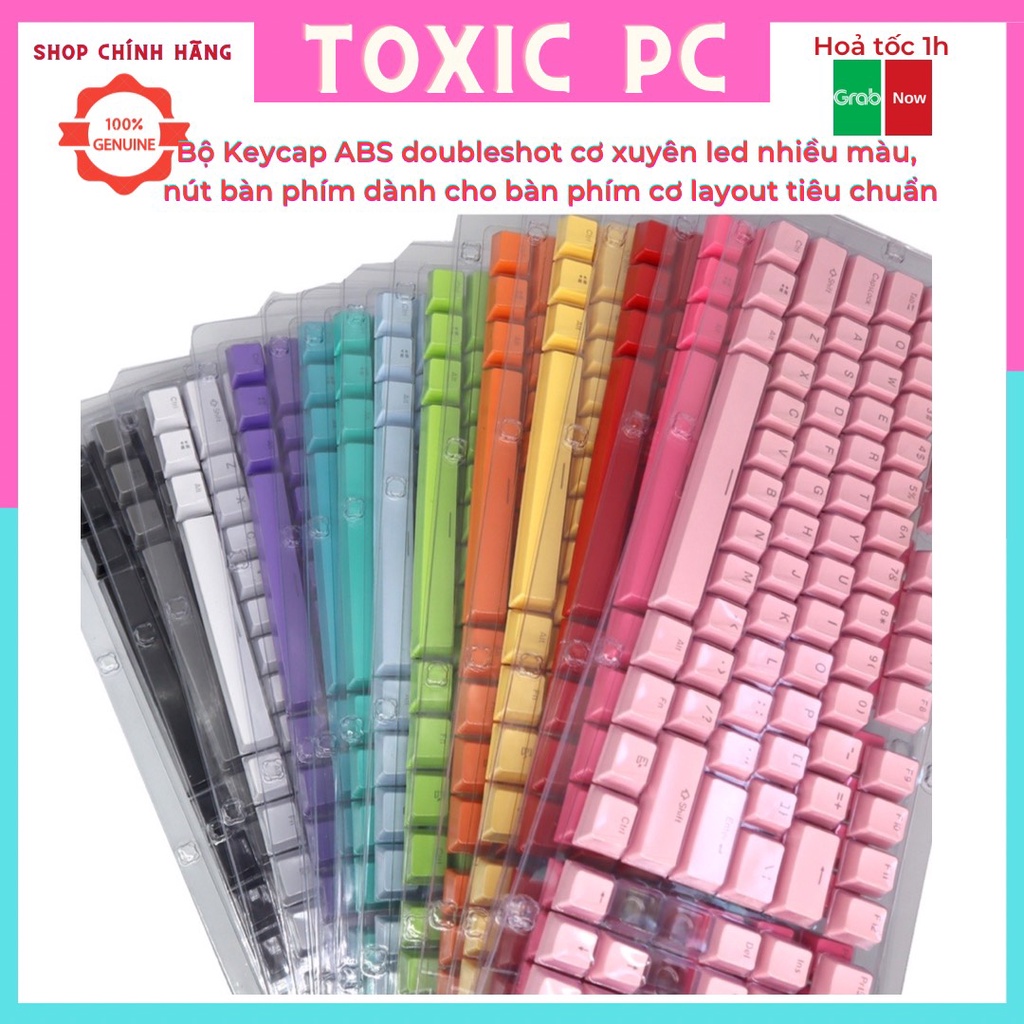 Bộ Keycap PBT doubleshot cơ xuyên led nhiều màu, nút bàn phím dành cho bàn phím cơ layout tiêu chuẩn