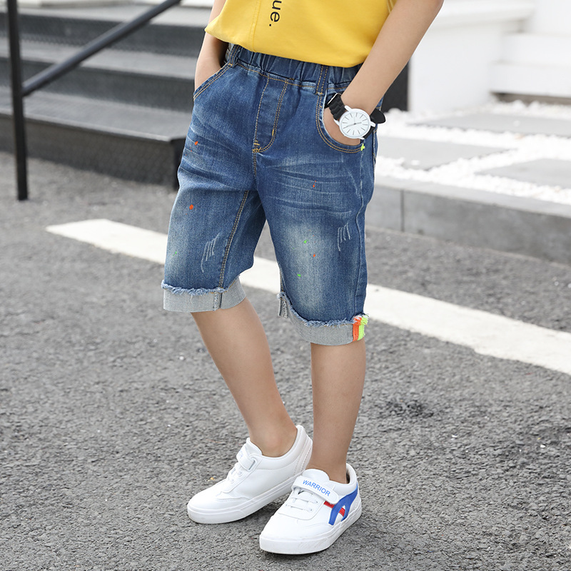 5-12 Years Boys Clothing Jeans Shorts Denim Pants Summer Casual Elastic Trousers Bottoms Children Clothes