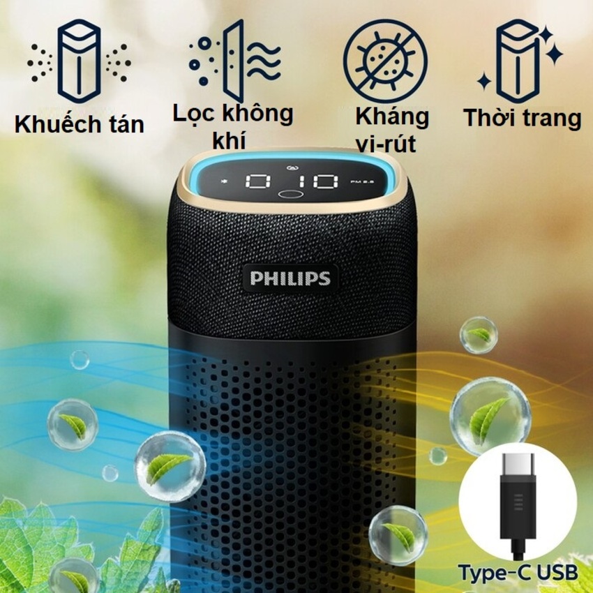 Máy khử mùi và lọc không khí trong nhà và trên ô tô Philips S7601 (GP7601) - Hàng Chính Hãng
