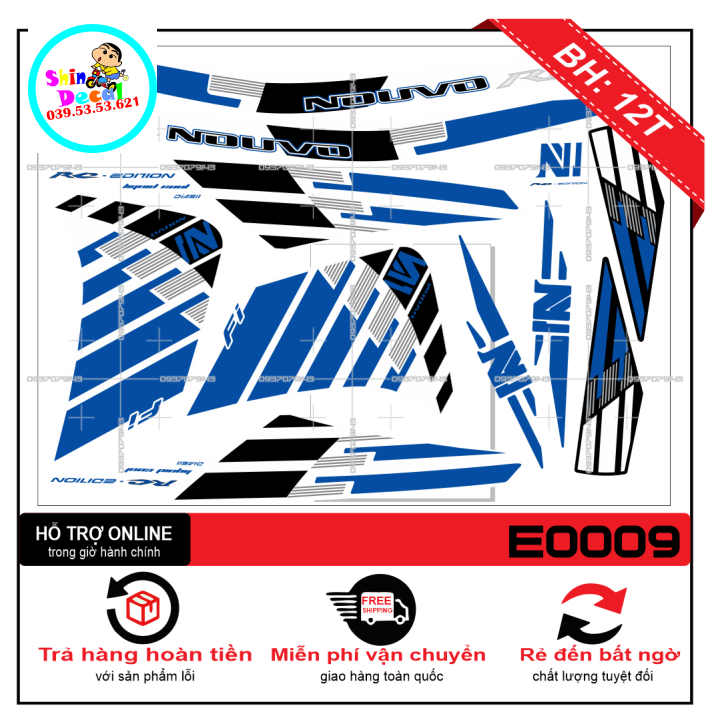 Tem xe nouvo 4 lx nv4 4 lx trắng xanh