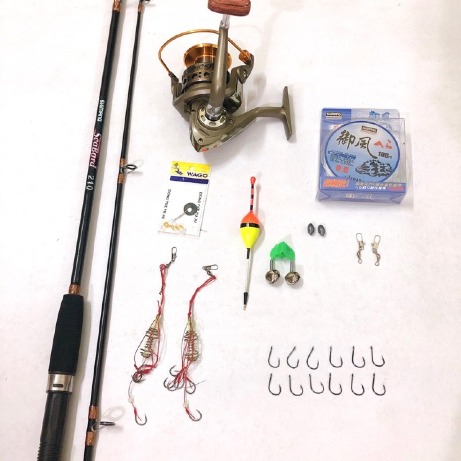 BỘ CẦN CÂU 2 KHÚC + máy . cần câu shimano 2 khúc.