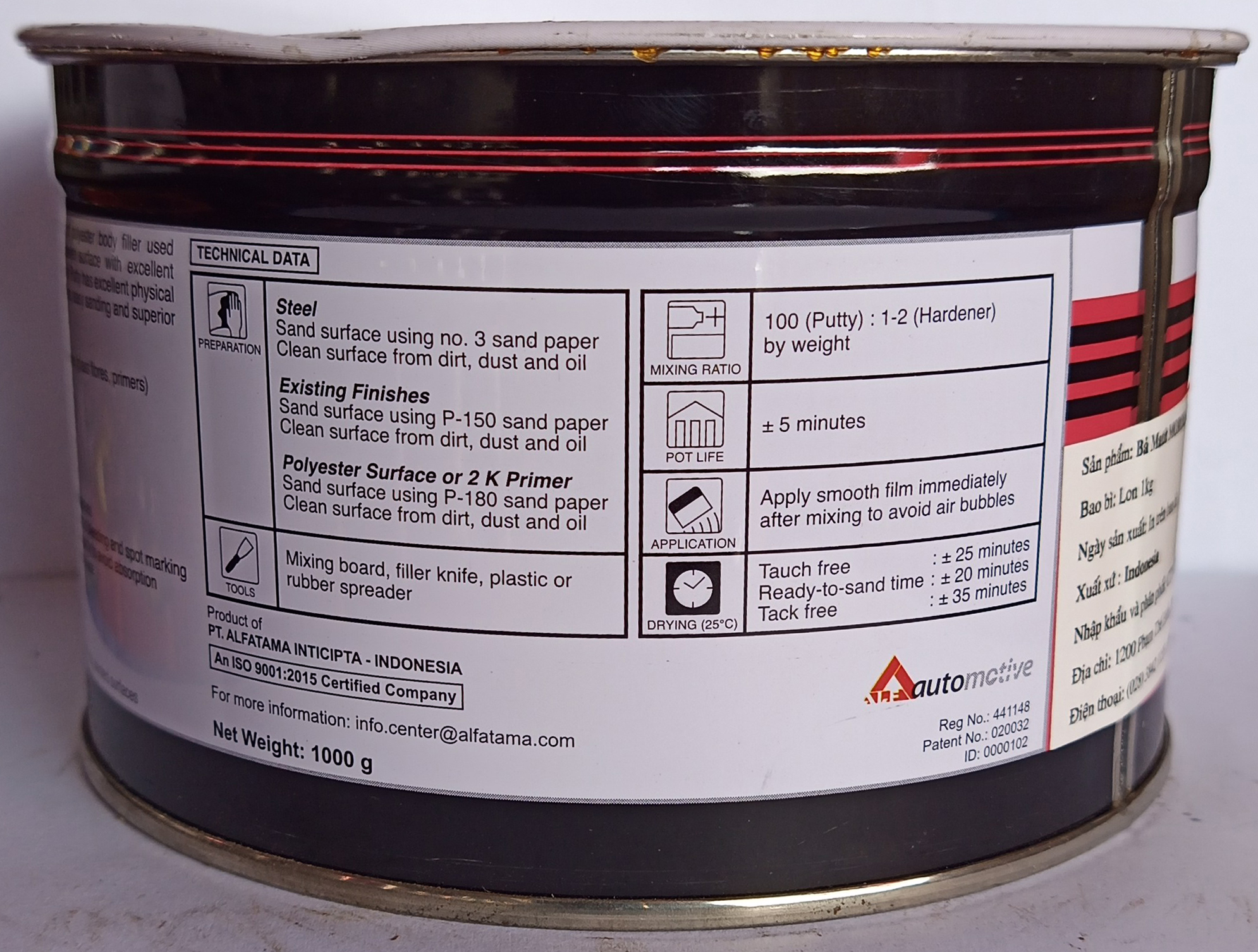 Matít (bột trét) Morolac Polyester Putty 3.5Kg